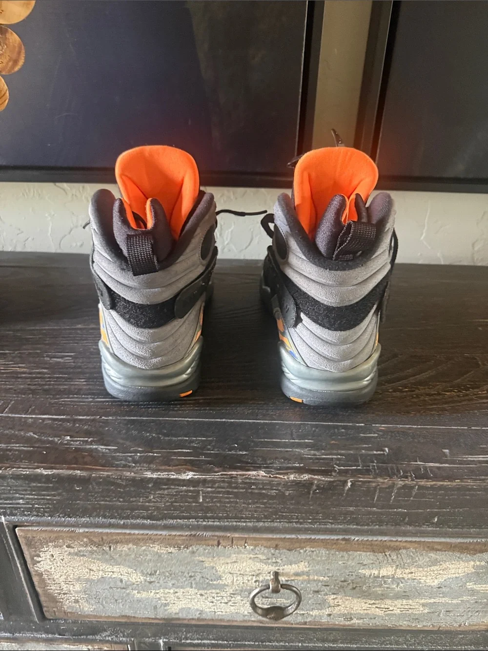 Jordan Men’s Black and Orange High-Top Basketball Sneakers